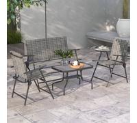 4 PCs Patio Furniture Set, Garden Set w/ Table, Foldable Chairs, a Loveseat Outsunny Light Grey One Size
