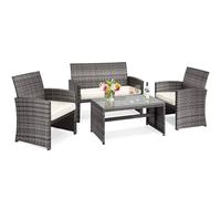 4 PCS Patio Furniture Set PE Rattan Outdoor Wicker Patio Bistro Conversation Set COSTWAY Multi One Size