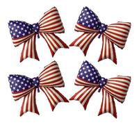 4 PCS Patriotic Bow Foil Balloons - 38 Inch Red White Blue Independence Day Party Supplies, Large American Flag Balloons for 4th of July Decorations, Memorial Veterans Day Decor