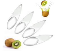 4 Pcs Peeler Kiwi Cutting Spoon Stainless Steel Fruit Opener Kiwi Spoon Fruit Spoon Tool Kiwi Fruit Slicer Fruit Kitchen Helper for Kiwi, Dragon Fruit, Orange Or Other Fruit
