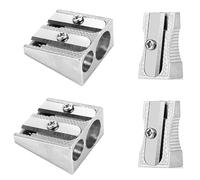 4 Pcs Pencil Sharpener Set,2 Pcs Double Hole & 2 Pcs Single Hole,Carpenters Crayon Makeup Lip Eyeliner Pencil Sharpener for Home School Office Stationery