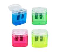 4 Pcs Pencil Sharpeners, 4 Colors Double Holes Manual Pencil Sharpener, Multicolor Sharpener for Kids with Cover for Kids Students School Home Office Supply