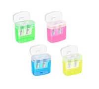 4 Pcs Pencil Sharpeners, Manual Pencil Sharpener with Cover Dual Hole Pencil Sharpener Manual for Kids Students School Home Office Supply（4 Colors）