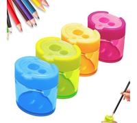 4 Pcs Pencil Sharpeners, Pencil Sharpeners Manual, Dual Holes Compact Colored Handheld Pencil Sharpener for Kids Adults Students School Home Office (#A)
