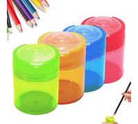 4 Pcs Pencil Sharpeners, Pencil Sharpeners Manual, Dual Holes Compact Colored Handheld Pencil Sharpener for Kids Adults Students School Home Office (#B)