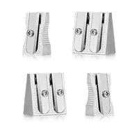 4 PCS Pencil Sharpeners Set, 2 Single & 2 Double Hole Metal Pencil Sharpener, Sharpener Handheld Crayon Sharpener for Home, School, Office Supplies