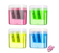 4 PCS Pencil Sharpeners, Sharpener with Container for Easy Clean-Up, Dual Hole Pencil Sharpener for Home, Office and School, Pencil Sharpener for Kids, Handheld Sharpeners with Cover