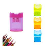 4 PCS Pencil Sharpeners with Lid, Dual Holes Compact Colored Handheld Pencils Sharpener, Colored Handheld Sharpener, Stainless Steel Blade, for Artists, Students, School Class, Home, Office (D)
