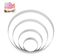 4 Pcs Perforated Tart Ring, Stainless Steel Tart Rings, Non Stick Round Biscuit Ring for Tarts Crumpets Desserts Cakes Pies and Pastries Bakeware Moulds with Vent Holes for Home Kitchen(6/10/15/20CM)
