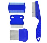 4 Pcs Pet Comb for Cat Dog Flea Lice Tear Stain Remover Combs Fine Tooth Grooming Removal Tool Blue