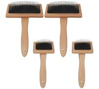 4 Pcs Pet Comb Set, Wooden Handle Dog Grooming Tools with Metal Bristles for Shedding, Small and Large Sizes for Dogs and Cats, Hanging Loop for Storage