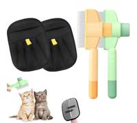 4 PCS Pet Hair Remover Glove, Includes 2 Pet Combs, Double Sided Electrostatic Pet Hair Removal Glove, Multi-Functional Grooming Gloves Brush, for Cat, Dog, Carpet, Bed, Sofa & Clothes
