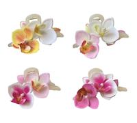 4 Pcs Phalaenopsis Flower Hair Clips for Women, Double-Sided Floral Orchid Claw Clip Set, Elegant Summer Hair Accessories for Vacations, Weddings, Parties, Charming Styling