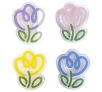 4 Pcs Phone Grip Set, Tulip Phone Holders with Transparent Stand, Secure Grip for Watching Videos, Video Calls, Reading, for Young Women and Tech Lovers, Blue, Yellow, Pink, Purple
