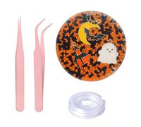 4 PCS Picky Pad, Picky Pad Reusable Sensory Kit, Halloween Pick Pad with 10m Elastic String and 2 Tweezers, Stress Relief Toy for Skin Picking and Anxiety, DIY Fidget Tool for Adults and Kids
