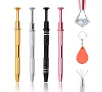 4 Pcs Piercing Ball Grabber, Piercing Ball Screw Tool, Earring Grabber Tool with Magnifying Glass for Change Jewellery, Electronic Component Fixture