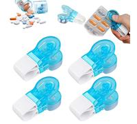 4 PCS Pill Popper for Blister Packs, Portable Pill Dispenser and Tablet Splitter, Pill Dispenser Storage Box, Easy Pill Extractor Tool for Elderly, Travelers, and Weak Hand Strength