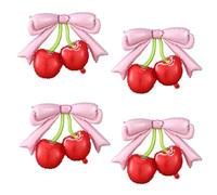 4 Pcs Pink Bow Red Cherry Balloons for She's The Cherry On Top Party,Berry First Birthday Decorations, Girl Women Summer Fruit Cherry Theme Baby Shower Bridal Wedding Decor Bachelorette Party Supplies