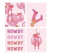 4 Pcs Pink Diamond Painting Kits, Pink Bow Diamond Art Kits with Tools, Preppy Dimond Art Kit for Women, Bow Lovers, Gem Painting for Room Decor Aesthetic Bedroom Wall Decoration Home Girls Gifts