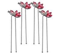 4 Pcs Pink Rhinestone U Shaped Bridal Hair Pin for Wedding Women | Metal Accessory, Holds Hair Tightly, Decorative Styling Aid, Elegant Design, Easy Use