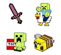 4 Pcs Pixel Brooch Pin for Men Women Cute Enamel Anime Cartoon Pins Lapel Pin Badge for Backpack Jackets Game Theme Brooch for Clothing Hat Decoration, M, Alloy Steel, no gemstone