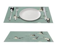 4 PCS Placemats Set PVC Vinyl Woven Table Mats Heat-Resistant Farmhouse Place Mat Non-Slip Washable A Flock of Birds Woven Placemats for Dining Table Kitchen Weddings Party Decor