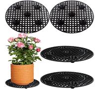 4 Pcs Plant Level Pot Elevator Heavy Duty Holder Stand Risers for Garden | Plastic Black Round Plant Flower Pot Holder for Indoor Outdoor Deck Floor Protector-30 cm / 12 Inch