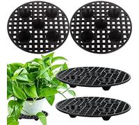 4 Pcs Plant Level Pot Elevator Heavy Duty Holder Stand Risers for Garden | Plastic Black Round Plant Flower Pot Holder for Indoor Outdoor Deck Floor Protector-20 cm / 8 Inch