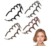 4 Pcs Plastic 90s Zig Zag Headband, Adjustable Wavy Headband, Non-Slip Shark Tooth Hair Ban for Women and Girls Daily Styling, Sports, Accessories (Pink, Black,Khaki)