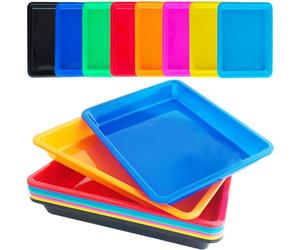 4 Pcs Plastic Art Trays,Multicolor Activity Trays,Organizer Serving Trays for Art and Crafts,Painting,Beads,Organizing Supply