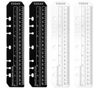 4 Pcs Plastic Bookmark Ruler Set Page Markers for A5 6-Hole Spiral Notebook Binder & Planner (Black Clear)