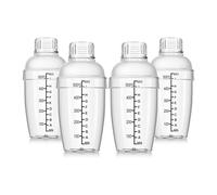 4 Pcs Plastic Cocktail Shaker Hand Drink Mixer with Scales and Strainer Top Clear Cup Measurements