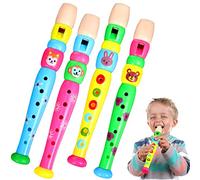 4 Pcs Plastic Flute Musical Instruments for Kids, 6-Hole Recorder Toys for Early Education, Colorful Whistle Set for Beginners, Random Color
