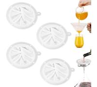 4 Pcs Plastic Nylon Fine Mesh Strainer Set - 200/300/400/450 Filter Sieve With Hole Hanging for Soy Milk, Tea, Juice, Coffee, Kitchen Reusable