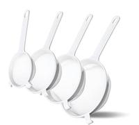 4 Pcs Plastic Nylon Mesh Strainers for Kitchen with Handle Double Ear Nylon Mesh Colander Yogurt Milk Filter Juices Strainer for Filtering Coffee Juice Kefir Milk Tea (3 Inch, 5 Inch, 6 Inch, 7 Inch)