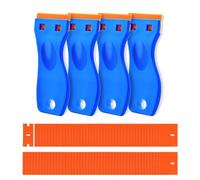 4 Pcs Plastic Razor Blade Scraper and 120 Pcs Blades, Remove Label Decal Tool,Forwithout Scratches Plastic Razor Blade Scraper, Adhesive Remover for Kitchen Appliances,Stickers and Paints on Window