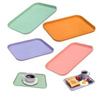 4 Pcs Plastic Small Tray，Reusable Food-Grade for Serving Drinks, Snacks, Tea or Coffee