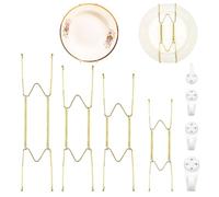 4 Pcs Plate Hangers for Walls, 6/8/10/12 inch Wall Plate Hangers, Invisible Wire Plate Holder, Compatible Decorative Plates with 4 Nails 16 Protective Tube for 6 to 12.5 Inch Decorative Antique Plates