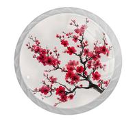 4 PCS Plum Blossom Cabinet Knobs with 2 Sizes Screws, 35mm White Round Drawer Handles Cupboards Door Knobs for Kitchen and Dresser Drawers, Bathroom Cabinet, Office