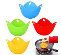 4 Pcs Poached Egg Maker,Egg Poacher Cups,Moulds Silicone,4 Color,Easy-Release,Poaching Pods for Perfect Eggs in Minutes,Poachers with Hanging Eye for Easy Removal From Hot Pans and Mess BPA Free