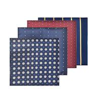 4 Pcs Pocket Square Handkerchiefs for Men, Vintage Assorted Polyester Silk Hankies, Classic Dots Stripe Pattern for Formal Wear, Celebration Banquet Parties Weddings