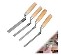 4 Pcs Pointing Trowel Set, Stainless Steel Finger Tool for Bricklaying, Masonry Work & Patio Grouting, Flat Tuck Pointer Kit with Wooden Handle for DIY Gap Repairs