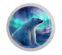 4 Pcs Polar Bear Cabinet Knobs,35mm Round White Dresser Drawer Knobs, Single Hole Cupboard Door Handles, Door Knob and Handles, for Home Decorating, Cupboard, Wardrobe