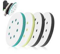 4 Pcs Polishing Pads,Orbital Sander Discs,for Drill,Sanding,Sponge,Foam,Attachment,Buffing,Polish,125mm Pad for 8 Holes Soft Disc,Hard Cushion Buffer,Impact Resistant Low Noise(Green,Yellow,Black)
