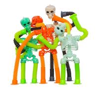4 PCS Pop Tubes Skeleton Fidget Toys, Telescopic Suction Cup Toy, Boo Basket, Halloween Party Bag Fillers, Stress and Anxiety Relief Toys