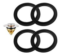 4 Pcs Pop Up Plugs Sink Seal, Bath Plug Seal Ring Universal Sink Waste Basin Click Plug Replacement O-Rings Bathroom Basin Pop Up Spare Seal Push Type Sink Strainer Washers Rubber 45mm Outer Diameter