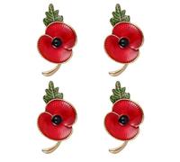 4 Pcs Poppy Pin Badge,Poppy Badge,Remembrance Day Never Forget Poppys Brooch,Veterans Memorial Gift,Fashion Jewellery for Women Men Veterans Gifts