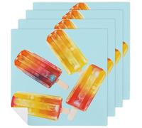 4 PCS Popsicles Cloth Napkins 18.7"x18.7"- Single-Sided Print, Soft & Reusable Napkins for Elegant Dining, Wedding, Party, Restaurant Decor