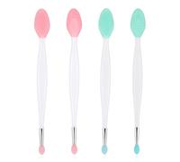 4 PCS Pore Brushes, Lip Scrub Exfoliator Dual-Ended Pore Cleaning Brushes Soft Silicone Exfoliating Lip Brush Gentle Lips Scrubber for Men Women Lightening Dark Lipssmoother Fuller Lipappearance
