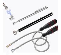 4 Pcs Portable Extendable Magnetic, Magnetic Pickup Tool Handheld Stick with Non-Slip Handle, Flexible Bendable Spring Magnet Stick for Picking Up Small Parts Metal Objects (3LB 5LB 15LB)